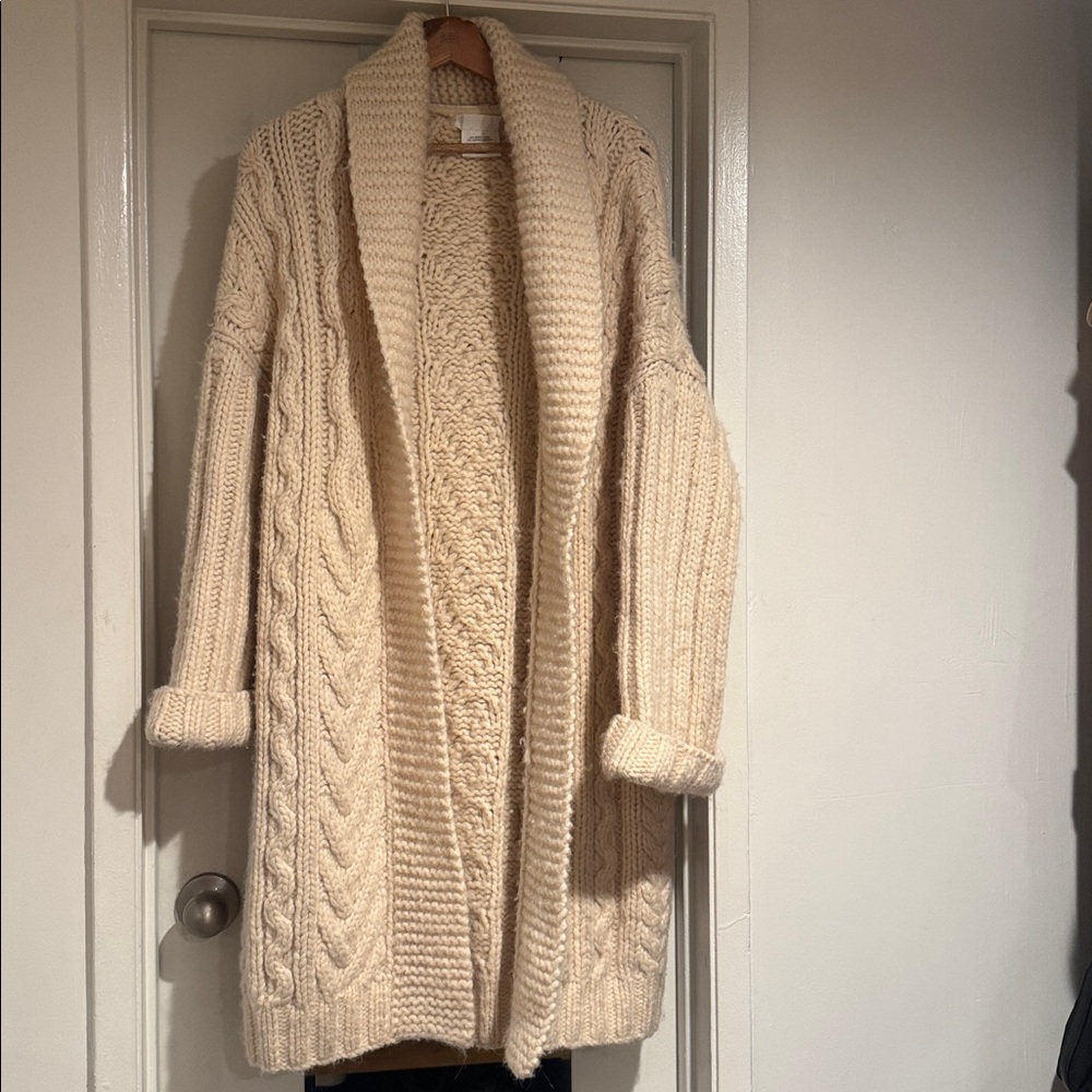 Vintage Nicole Farhi long knitted cardigan coat 80 wool 20 alpaca